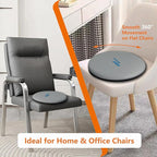 Sojoy iGelComfort Deluxe Gel Swivel Seat Cushion with Supportive Memory Foam 360 Degrees Rotating Seat Cushion for Home,Stool Chair,Office，13.5 Inches in Diameter,Dark Gray