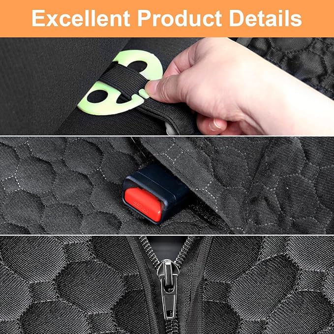 Mancro Dog Car Seat Cover for Back Seat, 2025 Upgraded 600D Heavy Duty Waterproof & Scratch-Resistant Dog Hammock for Car, Back Seat Pet Cover for Dogs with Sedan, Standard, Orange