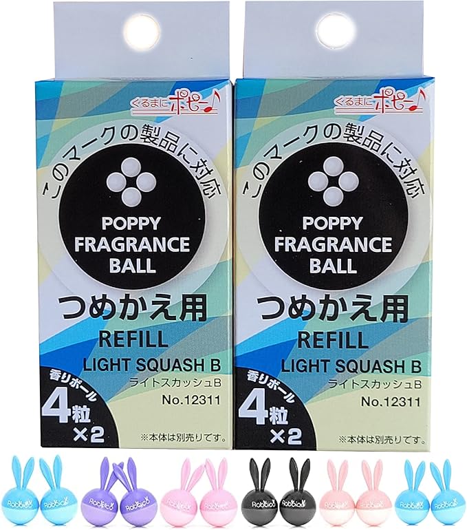 Diax Rabbico Poppy Fragrance Ball Refill Light Squash scent, new version B 2-Pack (4-set), Vent Clip Air Freshener Refill