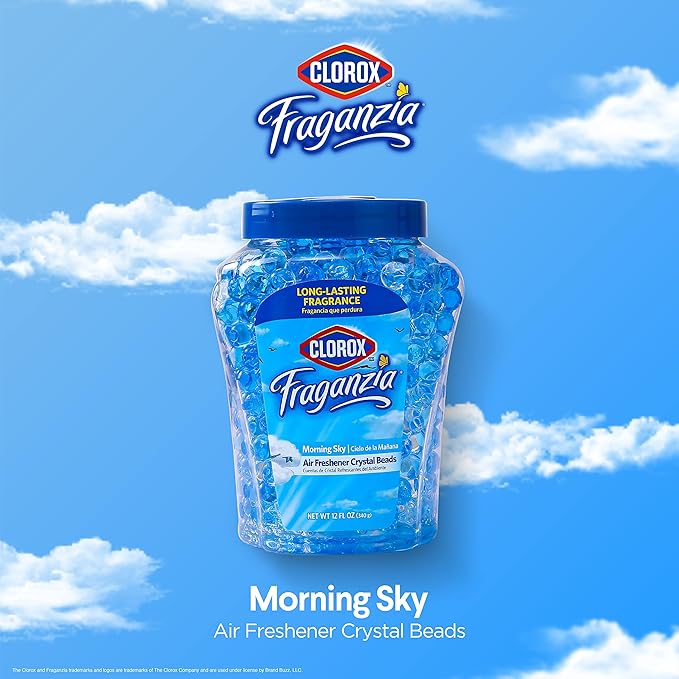 Clorox Fraganzia 12 Oz Island Orchard and Morning Sky Crystal Beads Air Fresheners - Long-Lasting Gel Beads for Home, Bathroom, Car