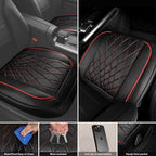 CAR PASS 2 Pack Leather Front Car Seat Covers, Bottom Seat Covers Full Wrapped with Storage Pocket, Anti-Slip PU Seat Protectors,Waterproof Seat Cushion Pad Universal Fit Sedan SUV Truck, Black/Red