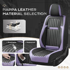 Coverado Car Seat Covers Front Seats, Seat Covers for Cars, Car Seat Protector, 2-Pack Car Seat Cushion Nappa Leather, Waterproof Seat Covers Carseat Cover Universal Fit for Most Cars(Purple&Black)