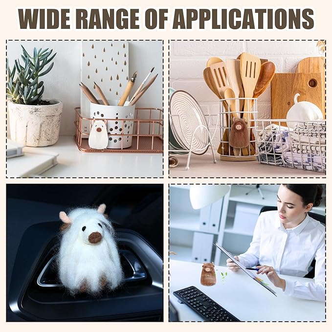 BBTO 2 Pcs Felt Highland Cow Gift Car Air Freshener Clips, Funny Handmade Air Fresheners, Cute Highland Cow Car Accessories, Ornament Vent Decor for Women Men, Christmas Party Gift (White,Brown)