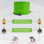 PWACCS Pressure Washer Hose for Power Washer – 3600 PSI Kink Resistant Pressure Washing Extension Hose 50 FT x 1/4" – Universal Electric Power Wash Hose for Replacement – Compatible with M22 Fittings