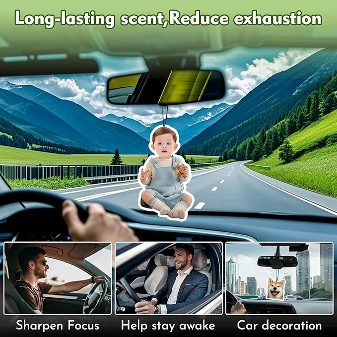 Custom Air Fresheners with Picture - Personalized Air Freshener for Car, Double Sided Customizable Photo Text,Birthday Wedding for Men Women Girlfriend Boyfriend (Crop)