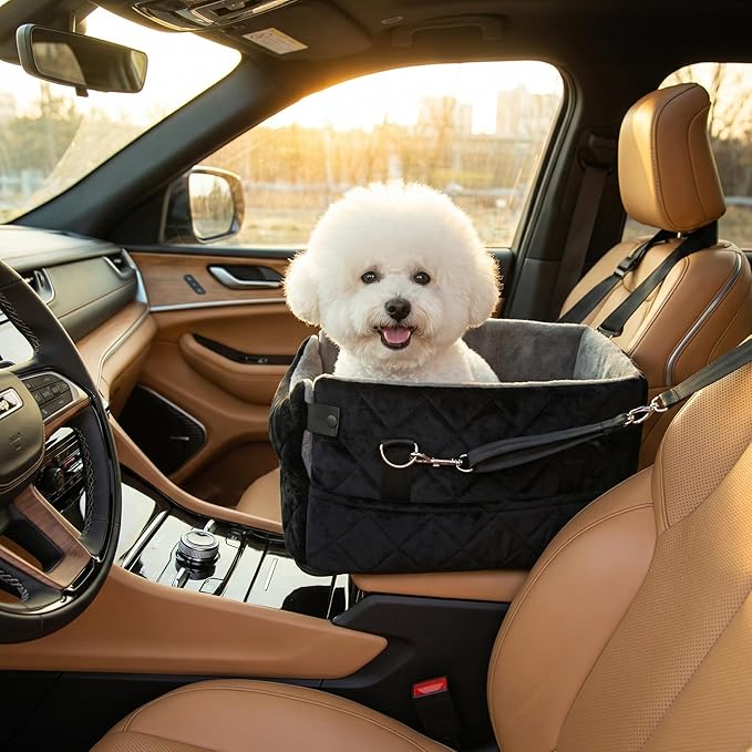 Center Console Dog Car Seats for Small Dogs Cats with Adjustable Safety Belt Multipurpose Pet Booster Seat for Car,Travel,Shopping,Camping with Your Furry Friends