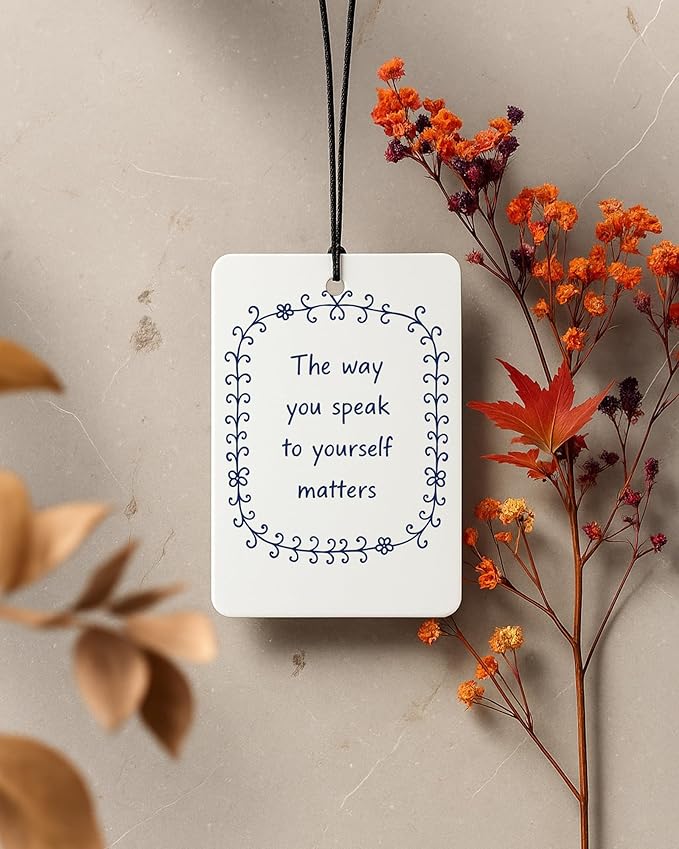 Inspirational Car Air Freshener 4 Pcs Coconut Scented, Self Care Gifts for Women Car Accessories Mirror Decor, Mental Health Hanging Air Freshener for Therapy Office Classroom Cars Books