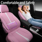 CAR PASS Nappa Leather Car Seat Covers, Cute Girly Water Resistant 3D Foam Faux Leather Seat Covers, Lumbar Support Automotive Seat Covers 2 Front Seats, Universal Fit for Cars SUV, Cute Pink White