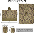 Poncho Liner Hoodie with Pocket Insulated Military Sleeping Bag Waterproof for Outdoor Camping Travel Survival Hunting Car Emergency