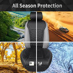 CAR PASS 2Pack Front Car Seat Covers Leather Memory Foam Water Proof Seat Protector Universal Fit for Cars SUVs Trucks Most Vehicles, 3D Foam Rhombus Sideless, Airbag Compatible Non-Slip, 2 Pcs Black