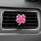 4 pcs Cute Car Vent Clips Car Air Fresheners Vents Clips Glistering Crystals Air Freshener Clip Charm Car Inter Decor Cute Accessories for Women Girls (Pink four-leaf clover air outlet)