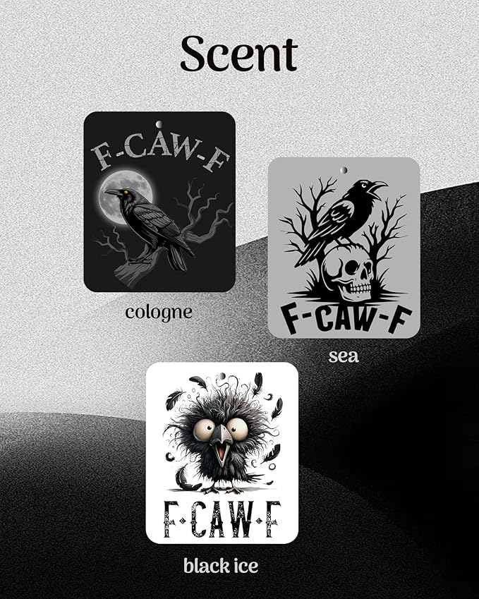 Funny Gothic Car Air Freshener 3Pcs F-CAW-F Black Caw Car Accessories Interior Hanging Scents Automotive Mirror Decor for Men Women
