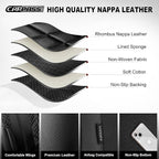 CAR PASS Nappa Leather Car Seat Covers Full Set, Luxury Seat Protector for Cars, Waterproof Anti-Slip PU Seat Cushion Airbag Armrest Compatible Universal for Sedan SUV Pick-up Truck Auto, All Black