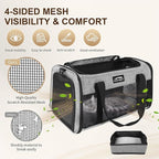 TSA Approved Pet Carrier for Small Cats and Puppies, Soft-Sided and Foldable, Cat and Dog Carrier Fits Pets Up to 15 lbs, Durable Portable Travel Bag with Litter Box (Gray, Litter Box & Leash Set)