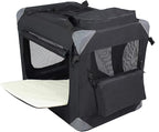 EliteField 3-Door Folding Soft Dog Crate with Carrying Bag and Fleece Bed (2 Year Warranty), Indoor & Outdoor Pet Home (42" L x 28" W x 32" H, Black)
