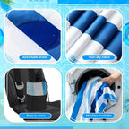 2 Pack Car Seat Towel Covers with Storage Bag 63 x 32 Inch Athletic Running Towel Seat Sweat Washable Non Slip Cover Gift for Car Outdoor Sport Activities (Blue Vertical Stripes)
