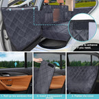 Back Seat Extender for Dogs + 2 Dog Seat Belts, Waterproof Heavy Duty Hard Bottom Car Seat Cover for Dogs with Door Protector Cover & Mesh Window | Dog Hammock for Car Pet Seat Protector for Car/Suv