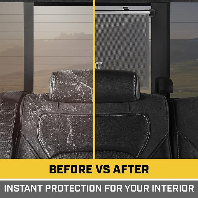 CAT Retractable Pull-Down Back Seat Side Window Shades for UV Sun Protection, Universal Fit, 2-Pack, Gray, Modern Style, 14x19in