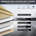 Beige Leather Seat Covers, 5 Seats Universal Car Seat Covers Full Set, Waterproof Automotive Seat Covers Breathable Front and Rear Seat Covers for Most Sedans SUVs Trucks