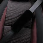 Soft & Cozy Australian Sheepskin Car Seat Belt Covers,2 Pack Fluffy Seatbelt Pads, Genunie Sheepskin Fur Shoulder Straps Cushions for Adults Kids Women and Men (Black)