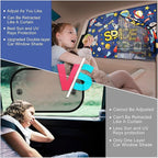 Car Sun Shade Side Window, 2pcs Magnetic Double Layer Car Window Shades for Privacy Full Covers/Half Shade Options Cute Space Pattern Side Window Curtains for Kids
