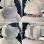 2PCS Car Pillow for Car Neck Pillow for Driving Seat Neck Support Soft Cushion Back Support Head-Rests for Vehicle Sleeping with Elastic Adjustment Strap (Grey, Head)