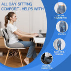 Benazcap Large Memory Foam Seat Cushion Lumbar Support Pillow for Sciatica & Tailbone Pressure Relief Coccyx Pad for Office Chair, Wheelchair, Car, Home, Office