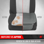 Motor Trend Seat Covers for Cars Trucks SUV, Faux Leather 2-Pack Gray Padded Car Seat Covers with Storage Pockets, Premium Interior Seat Cover