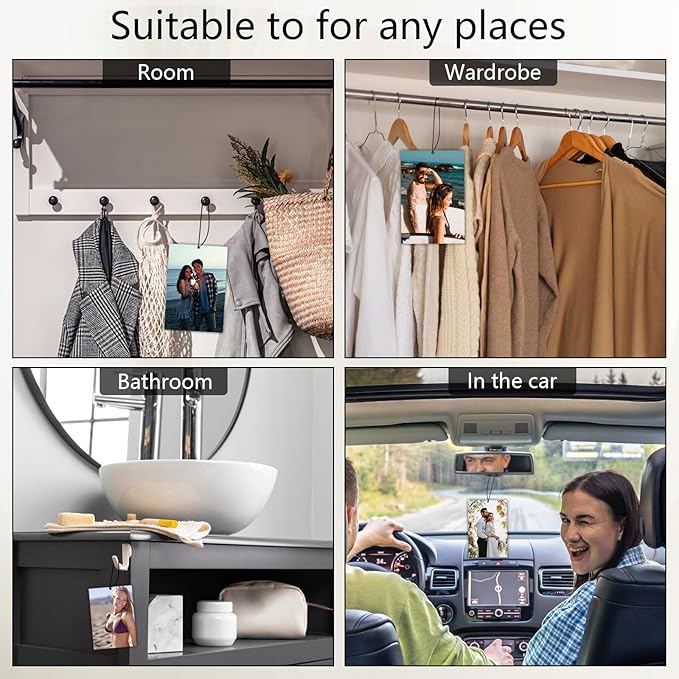 Custom Air Fresheners with Picture, Personalized Photo Air Freshener for Car Wardrobe Bathroom Hanging Ornaments (Rectangle-)