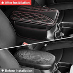 Car Center Console Cover Fit for Jeep Compass - Leather Armrest Covers with 2 Storage Pockets(Black&Red)