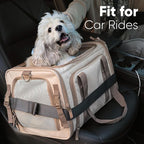FUKUMARU Expandable Cat Carrier, 18x11x11 Soft Cat Travel Carrier, Ventilate Airline Approved Dog Carrier, Durable Small Dog Carrier with Anti-Scratch Mesh, Escape-Proof Pet Carrier for Cat, Pink