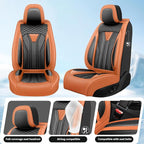 Fit Rogue Car Seat Covers Compatible with Nissan Rogue 2011-2025 2026 - Premium Leather， Waterproof Breathable， All-Weather Seat Cushion Protecto&Airbag Compatible (2 Front Seat Orange&Black)