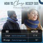BCOZZY Travel Neck Pillow for Airplane – Patented Double Support for Head, Neck, and Chin. Best for Long Flights, Plane Sleeping & Car Rides. Adjustable Size. Fully Washable. Carry Bag. X-Large, Black