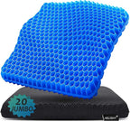 20" Gel Seat Cushion for Long Sitting Pressure Relief(Jumbo&Thick) - Wheelchair Cushion for Pressure Sores - Back, Sciatica & Tailbone Pain Relief Cushion- Non-Slip Butt Pillow for Office, Home, Car