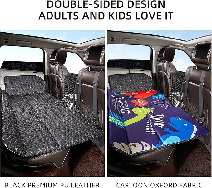ABE Non-Inflatable Car Mattress,Double-Sided Folding Car Bed Mattress SUV,Portable SUV Mattress,Camping Mattress Back Seat,Back Seat Extender for Dogs(Dinosaur World)