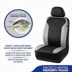 Skechers Memory Foam Seat Covers,Leather Car Seat Covers, Ultimate Comfort & Support Seat CoversFull Sets,Airbag Compatible, Automotive Universal Fit Most for SUVs, Vans, Sedans, Cars, Trucks,Gray