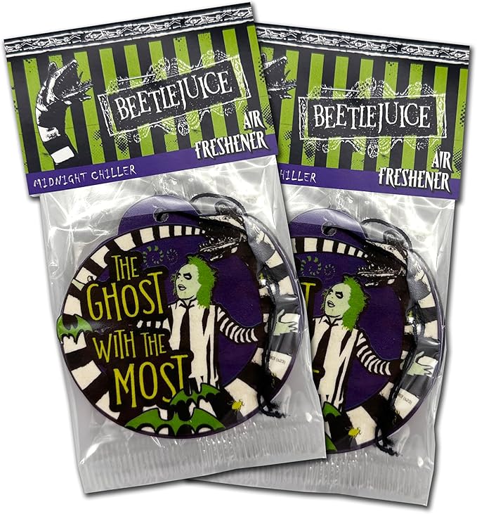 Elektroplate Officially Licensed Beetlejuice Ghost with the Most Automotive Air Fresheners for Vehicles | Midnight Chiller Scent (6-Pack) | Made in the USA