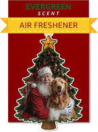 Santa with Golden Retriever Air Freshener – Evergreen Scent - Cute Dog Car Freshener & Holiday Decoration - Pet Friendly, Non-Toxic, Long-Lasting Scent - Great Gift for Pet Lovers - Designed in USA
