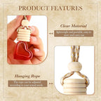 20 Pcs 6ml Hanging Car Diffuser Bottle Empty Glass Perfume Air Freshener Heart Love Bottle Diffuser Pendant Valentine's Day Essential Oil Fragrance Aromatherapy Ornament (Multicolor)