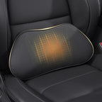 Lumbar Support Pillow for Car, Premium Leather Memory Foam Lumbar Cushion for Lower Back Pain Relief, Universal Back Support for Driving, Home & Office Chairs, Black, 1 Pack
