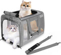 Cat Carrier for Large Cats up to 20 Lbs,Soft-Sided Pet Carrier for Large and Medium Cats, Small Dogs,Puppies,Collapsible Dog Carrier Travel Bag with 2 Storage Bags,4 Mesh Windows (Grey, Medium)