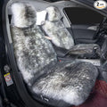 OGLAND 2 Pack Fluffy Sheepskin Car Seat Cover-Fuzzy Fur Auto Cushion for Universal Automotive Protector (Wolf Tipped, 2 Pcs Front Seat Cover)