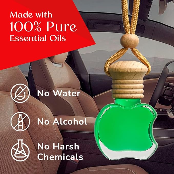 Kabod Bamboo Car Air Freshener | Hanging Essential Oil Diffuser | Natural Odor Eliminator | Long-Lasting Fragrance | 10 ml