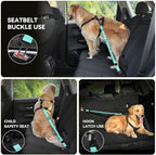 Pawaboo 2Pack Dog Seatbelt for Car, 3-in-1 Dog Car Seat Belt, Shockproof Dogs Tether with Buckle & Hook Latch, Adjustable Reflective Dogs Cars Leash with 360° Lockable Buckle, Lake Blue + Black
