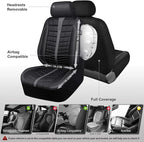 CAR PASS 3D Air Mesh Seat Covers for Car, Leather Car Seat Cover Front Seats, Breathable Foam Premium Leather Mesh Front Seat Covers Universal Fit for Cars Sedans Trucks Vans SUVs, Black Gray