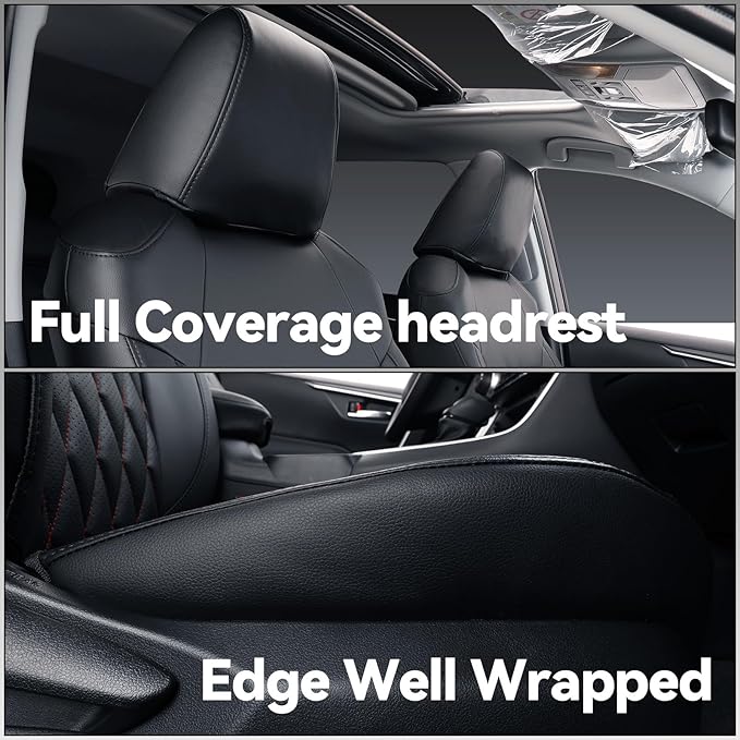 coverdream 2026 Rav4 Seat Covers Custom Fit for 2026 Toyota Rav4 Hybrid (SE,XSE) & PHEV GR Sport SUV,Full Set Luxury Waterproof Leather Car Seat Protector