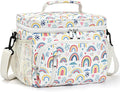 Insulated Lunch Bag for Men & Women, 9L Leakproof Lunch Box Soft Cooler Tote with 5 Pockets, 600D Oxford, EVA Lining, Adjustable Strap for Work, Picnic, Beach&Travel-Corduroy Rainbow