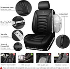 CAR PASS 3D Foam PU Leather Car Seat Covers, Universal Seat Covers Front 2 for Trucks SUV Sedan Automotive Seat Covers Armrest Airbag Compatible Waterproof Comfortable Faux Nappa Leather All Black