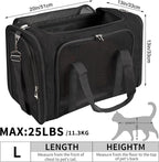 Soft-Sided Cat/Dog/Pet Carrier, Collapsible Pets Travel Carriers for Big Cats/Small Dogs with Shoulder Strap & Removable Mat, Mesh Puppy Carry Bag, Up to 25 Lbs(Black)