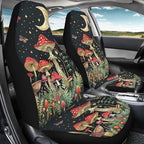 BIGCARJOB Mushroom Print Car Seat Cover Set for Front Seat Only,Moon Star Mushroom Print Auto Front Seat Protector Full Set Car Interior Accessories,Universal Fit
